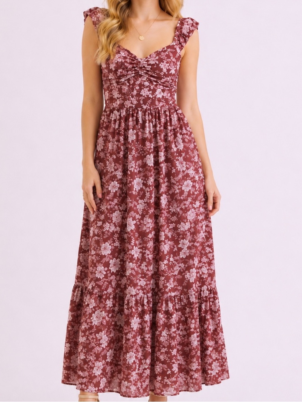 NEW Altar’d State Burgundy Floral Maxi Dress Size XS NWT
